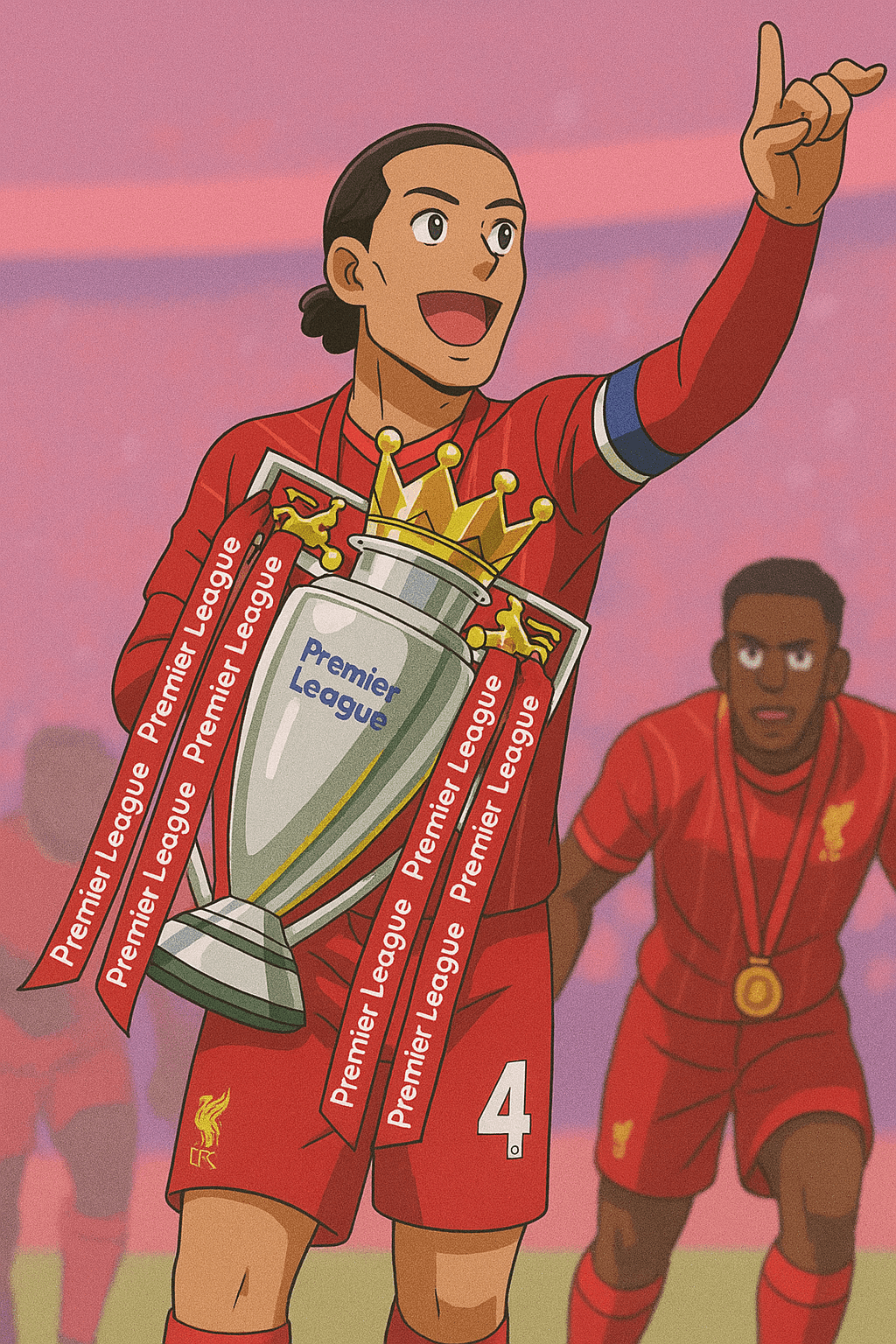 Van Djik savourant son titre de Premier League